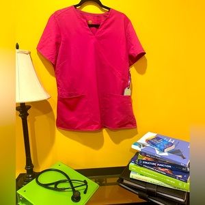 Bright pink NEW scrub top